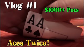 Playing1 BIG POTS in 12 NL Holdem Poker Vlog Ep 1 [upl. by Shandy]