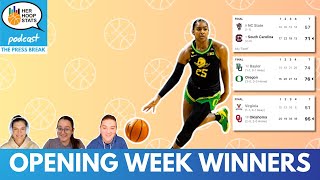 Biggest NCAA womens basketball openingweek winners  Unrivaled mustsee players  The Press Break [upl. by Weinreb]