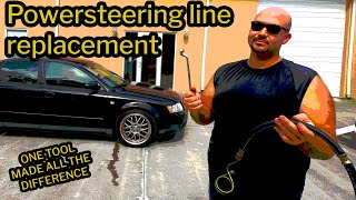 Audi A4 B6 Power Steering Line Replacement  How To Do It [upl. by Hendrik]