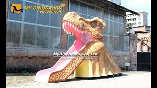 MY DINO  Amusement Park Dinosaur Head Slide [upl. by Enylodnewg]