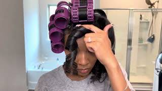 HOW TO STRAIGHTEN NATURAL HAIR WITHOUT HEAT DAMAGE  MAGNETIC ROLLER SET ON NATURAL HAIR [upl. by Renat]