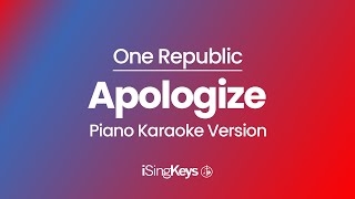 Apologize  One Republic  Piano Karaoke Instrumental  Original Key [upl. by Clayson697]