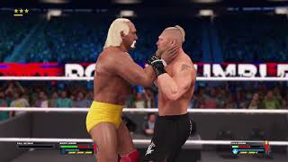 WWE 2K23  Brock Lesnar vs Hulk Hogan  party over grandpaawwe 2k23 gameplayviral [upl. by Gawain]