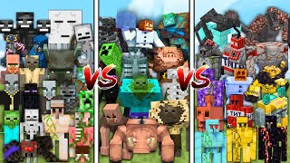 MINECRAFT MOBS vs MUTANT MOBS vs GOLEMS in Minecraft Mob Battle [upl. by Aennaej]