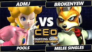 CEO 2024  ADMJ Peach Vs brokenyew Fox Smash Melee  SSBM [upl. by Sonnnie]