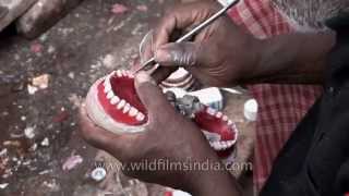 Roadside dentist shows how he makes false teeth [upl. by Shull]