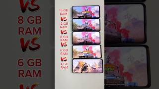 16GB RAM😈 MOBILE vs 12GB💀 vs 8GB vs 6GB🥶 vs 4GB PUBG TEST shorts bgmi pubgmobile [upl. by Ahseim]