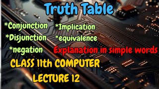 conjunction Disjunction negation implication amp equivalence explanation amp truth table formation ISC [upl. by Anaicul]