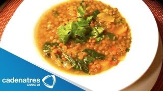 Receta para preparar sopa de lenteja y curry Sopa de lenteja  Comida mexicana [upl. by Kovar]