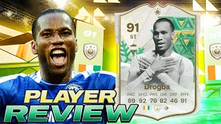 👀91 WINTER WILDCARDS ICON DROGBA PLAYER REVIEW  EA FC 24 ULTIMATE TEAM [upl. by Yesdnik565]