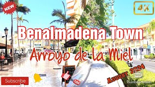 Benalmadena Town  Arroyo de la Miel  August 2024  sunshine walking tour  Malaga  Spain  4K [upl. by Animahs]