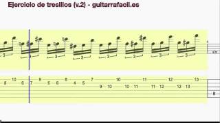 Ejercicio de guitarra Tresillos v2 [upl. by Eneryt]