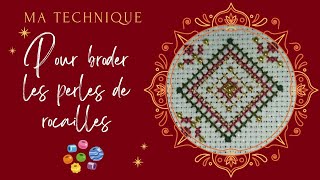 broder des perles crosstitch crossstitch pointdecroix beads beadembroidery broderie [upl. by Anayi]