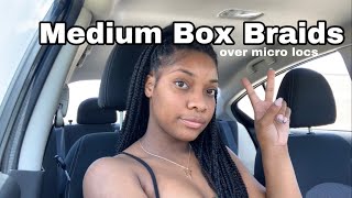 VLOG  Medium box braids over micro locs Not a Tutorial [upl. by Airotciv]