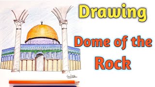 How to draw dome of the rock step by stepQubbat alSakhra freepalestine [upl. by Gnehc]