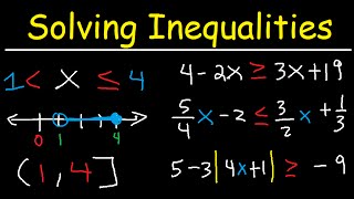 Solving Inequalities Interval Notation Number Line Absolute Value Fractions amp Variables  Algebra [upl. by Lletniuq]