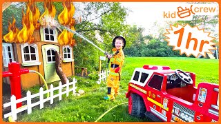 Firefighter and police rescue compilation with kids fire truck and police car Educational  Kid Crew [upl. by Alic]