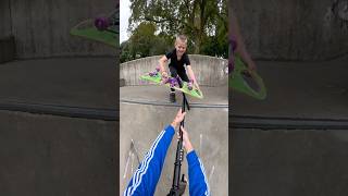 he switched up quick💀 scooter skatepark fail funny comedy sad skate bike diy spanner [upl. by Ahtennek753]