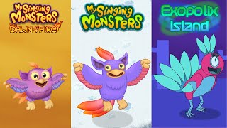 ALL Dawn Of Fire Vs My Singing Monster Vs The Monster Exololix Island  Compare Designs [upl. by Pooi268]