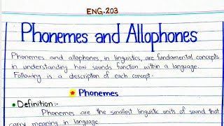 Phonemes and Allophones ENG203 linguistics 3rdsemester pu [upl. by Ynaffi]