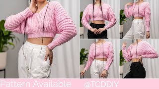 How to Crochet V Neck Batwing Jumper  Pattern amp Tutorial DIY [upl. by Laurent]