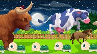 Animal stampede in jungle at night rhino ostrich turtle buffalo [upl. by Portwine]