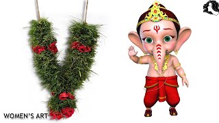 how to make arugampul garland for lord ganesha  arugampul malai for vinayaka chaturthi [upl. by Stulin940]