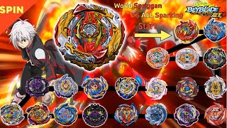 【World Spriggan VS ALL Beyblade Burst Sparking Marathon Battle】 ベイブレードバースト超王 베이블레이드 슈퍼킹 월드 스프리건 [upl. by Strage]