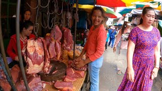 Cambodian Food Market Tour  Walk at Local Market Plenty Fresh Foods [upl. by Attenwahs573]