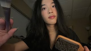 ASMR pampering you to sleep 💤 personal attention  plucking  haircut lol [upl. by Crabb28]