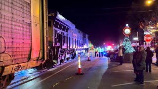 Street Running Train Squeezes Thru Crowds Light Up LaGrange 6 Locomotives Norfolk Southern Train [upl. by Ritch432]