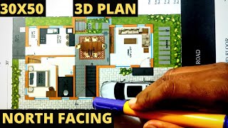 3D House PlanNorth facing doorWest Facing Site3BHK Duplex House Plan with Lawn Part 1 [upl. by Sholeen533]