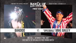 Bandido vs quotSpeedballquot Mike Bailey  PWG BOLA 2022  FULL MATCH [upl. by Lazaro]