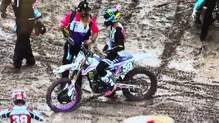 Hayden Deegan 2024 Supercross goes down in qualifying [upl. by Eelamme]