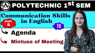 16 Unit4 Writing Skills  Agenda  Minutes of Meeting  New Syllabus 202425  Bteup 1st Semester [upl. by Yddeg]