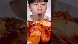 Kielbasa sausage with cheddar cheese sauce Mukbang [upl. by Nonek752]