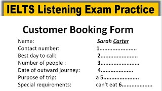 Customer Booking Form listening practice test 2024 with answers  IELTS Real Exam Listening Test [upl. by Aretak942]