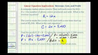 Ex Linear Equation Application Write a Profit Equation [upl. by Nyloc]