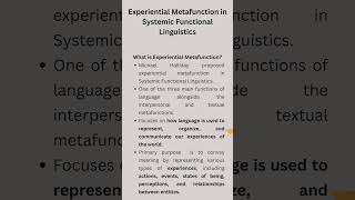 Experiential Metafunction in Systemic Functional Linguistics [upl. by Herates]