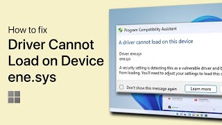 How To Fix “A Driver Cannot Load On This Device” enesys Driver  Windows 11 [upl. by Ehrman]