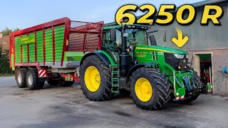 Lets Drive John Deere 6250 R 👊  Abfahren mit Strautmann GigaTrailer  Bauer Struck in 4K UHD [upl. by Aisyram]