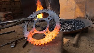 Forging a cant hook from bike chain sprocket  blacksmith [upl. by Ainer25]