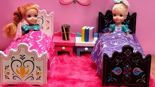 Go to bed  Elsa amp Anna toddlers  bedtime  breakfast morning routine  Barbie dolls [upl. by Nnaylloh585]