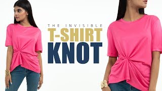 The Ultimate TShirt Knot  Glamrs Style HACK [upl. by Peednama]