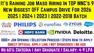 🔴It’s Raining Mass Hiring 9 New Biggest OFF Campus Drive 2026  2025 I 2024 I 2023 I 20222018 Batch [upl. by Anikahs]