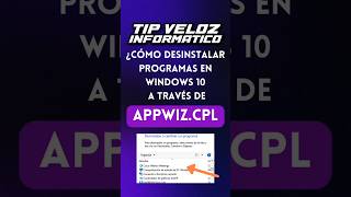 ¿Cómo desinstalar programas en Windows 10 a través de APPWIZCPL tutorial trucospc windows10 [upl. by Adia]