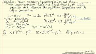 VaporLiquid Equilibrium using the Wilson Equation [upl. by Wulfe412]