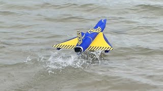 RC Convair F2Y Sea Dart EDF flying off water [upl. by Imyaj]