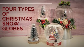 Four DIY Christmas Snow Globes from Dollar Tree Items [upl. by Ytitsahc877]