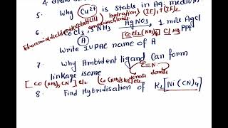 Practice Questions on Coordination amp df block ChemistrySET02MrPappu Bhowmick [upl. by Shiller]